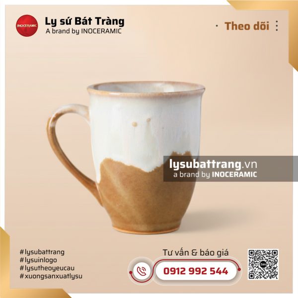 Cốc sứ miệng loe quai tim Hồng Vân – Men hỏa biến – Hình 2