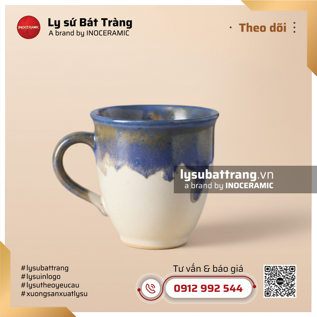 Cốc miệng loe quai tim Lam Vũ - Men hỏa biến