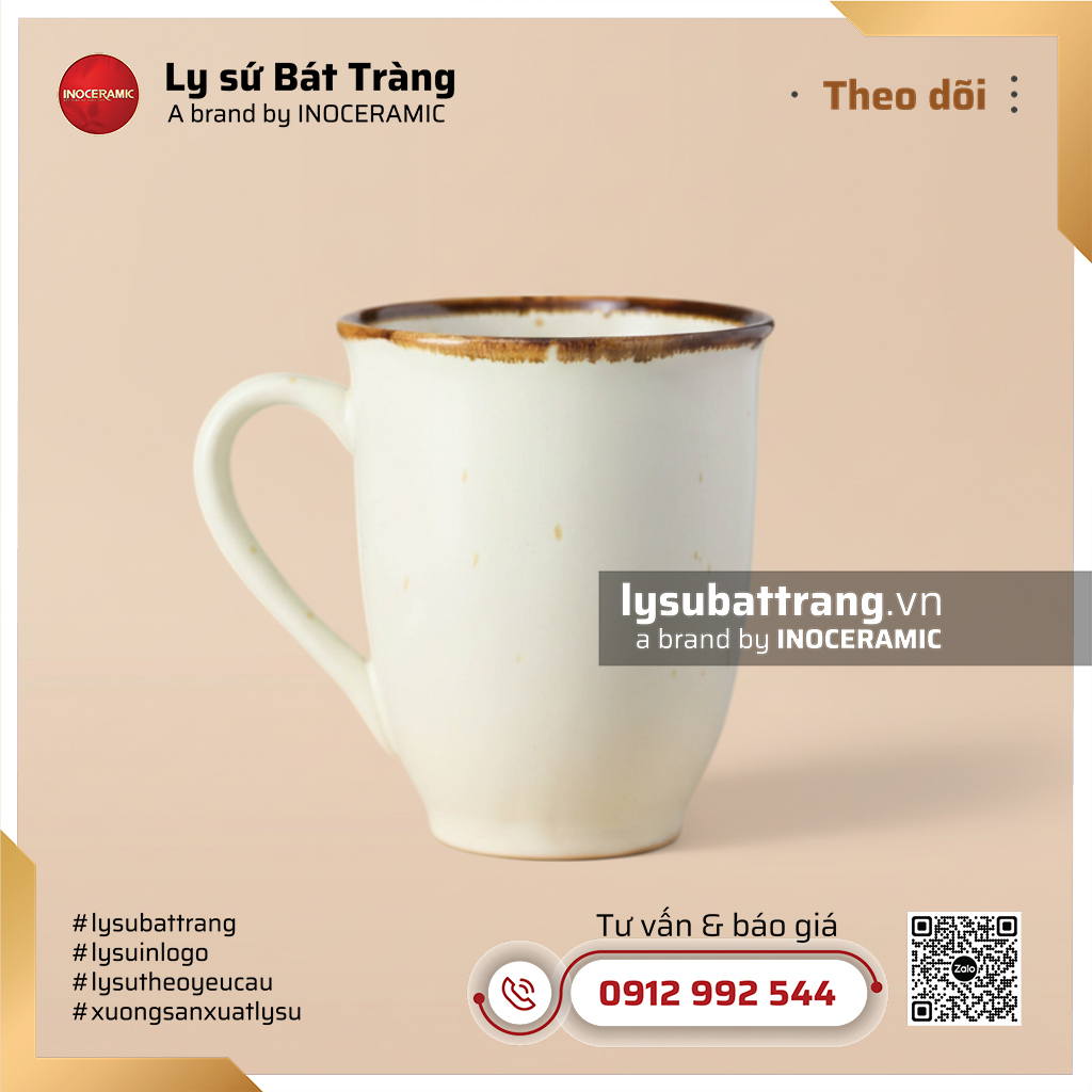 Cốc sứ miệng loe quai tim Sương Mộc – Men hỏa biến – Hình 2