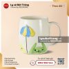 Ly sứ trứng đại mèo dưới ô - Hoa văn