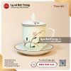 Ly nắp ngọn lửa vẽ hoa đào hồng - Hoa văn