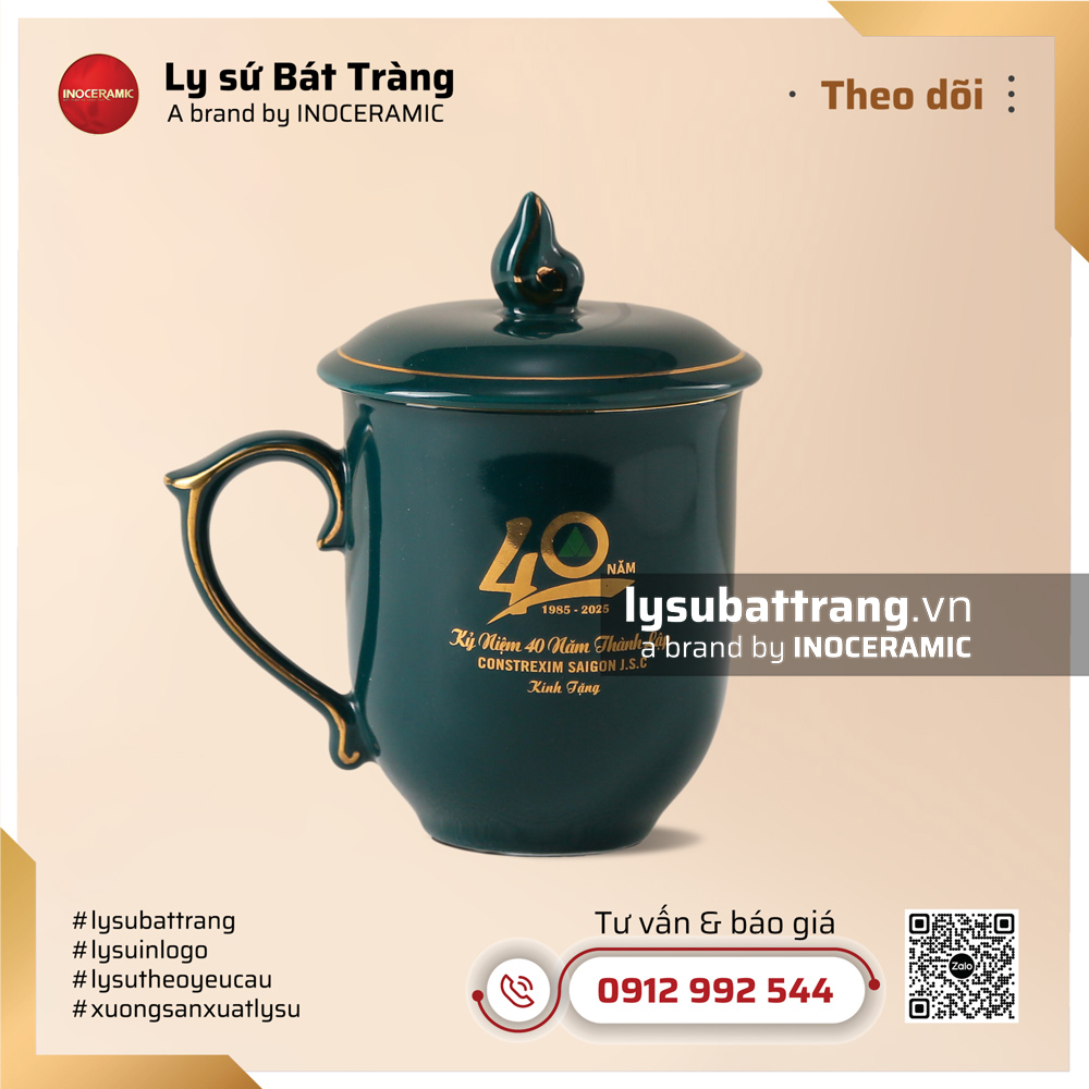 Ly sứ logo kỷ niệm thành lập công ty
