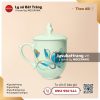 Ly quai tim nắp ngọn lửa 350ml - Hoa văn