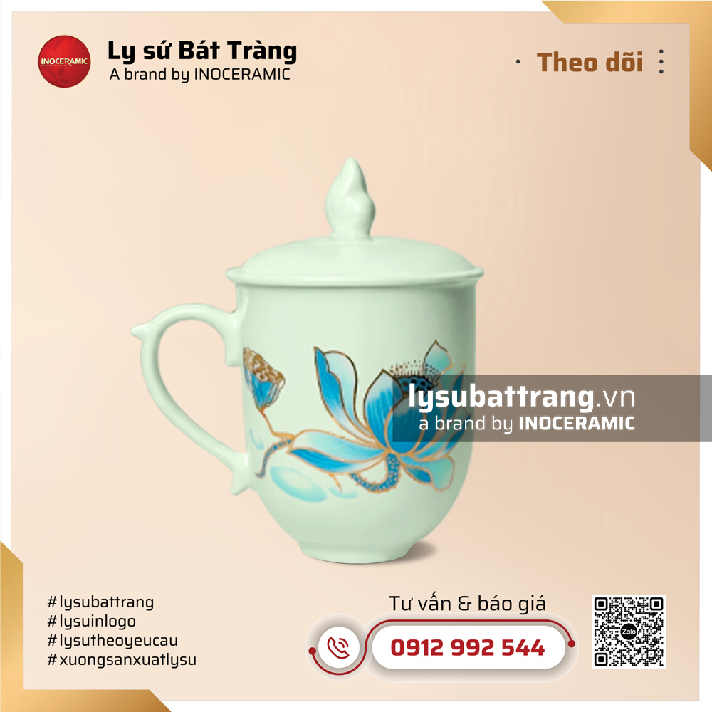 Ly quai tim nắp ngọn lửa 350ml - Hoa văn