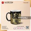 Ly sứ trụ quai C in decal 350ml - Hoa văn