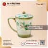 Ly sứ vát có nắp men ngà cách điệu