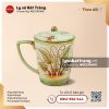 Ly sứ vát trúc đào vẽ tay có nắp 360ml - Hoa văn