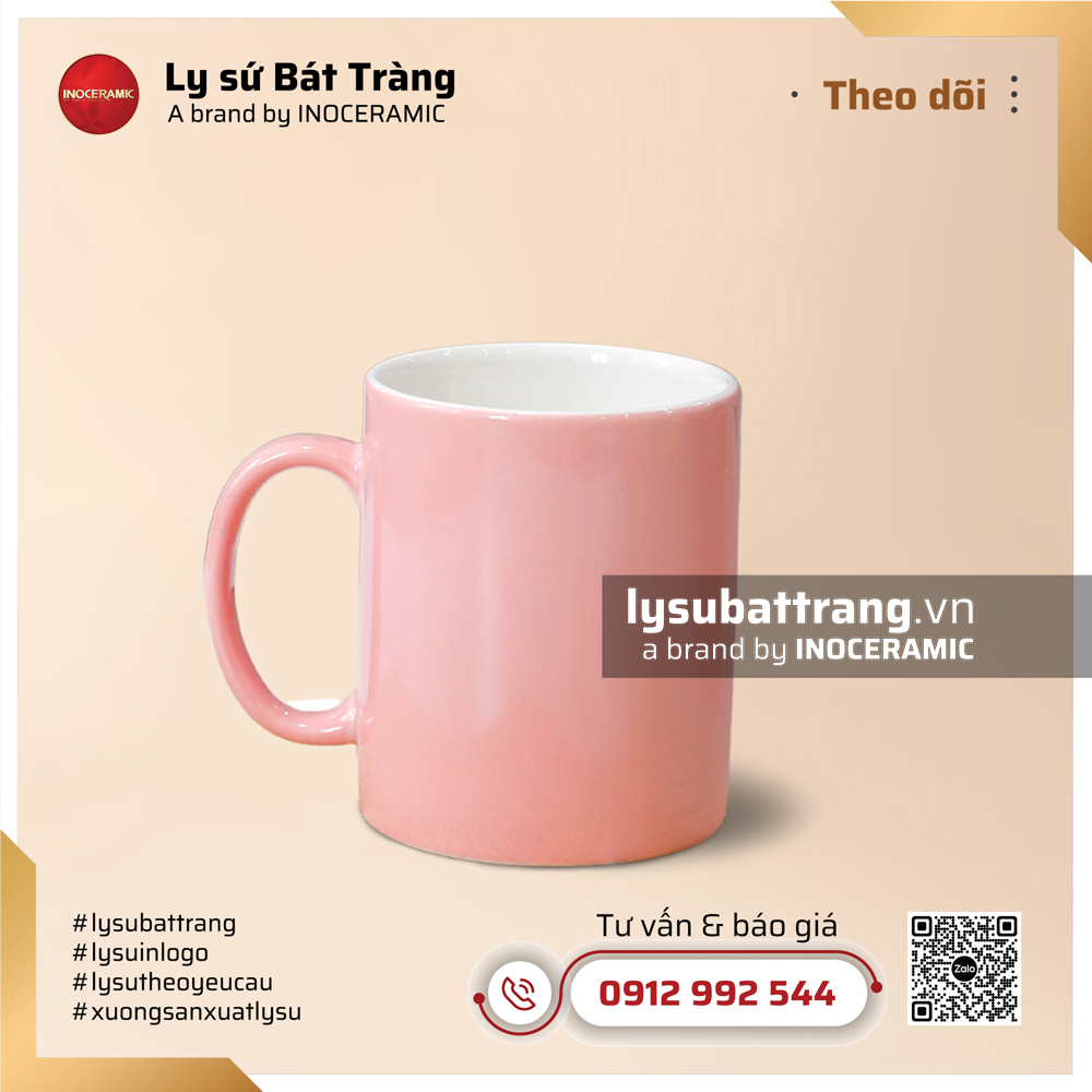 Ly sứ trụ quai C men bóng – Quà tặng tinh tế cho phụ nữ