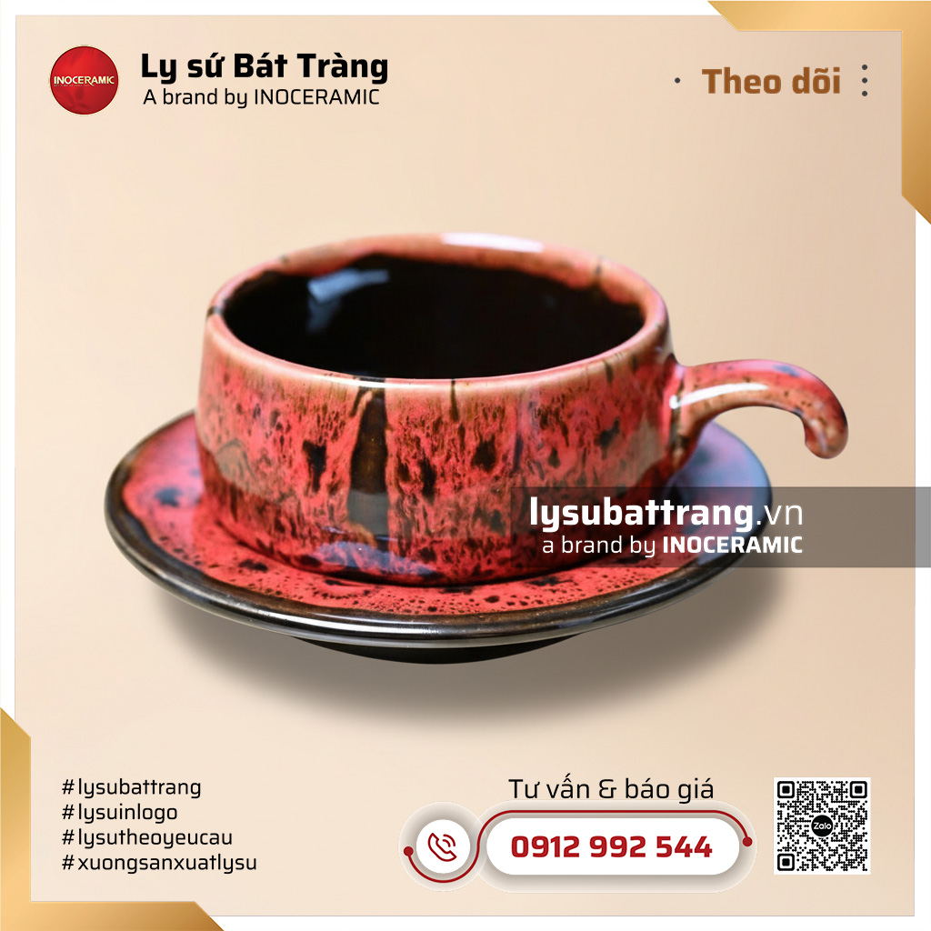 Bộ pha cà phê sứ Nham Thạch – Men hỏa biến – Hình 7