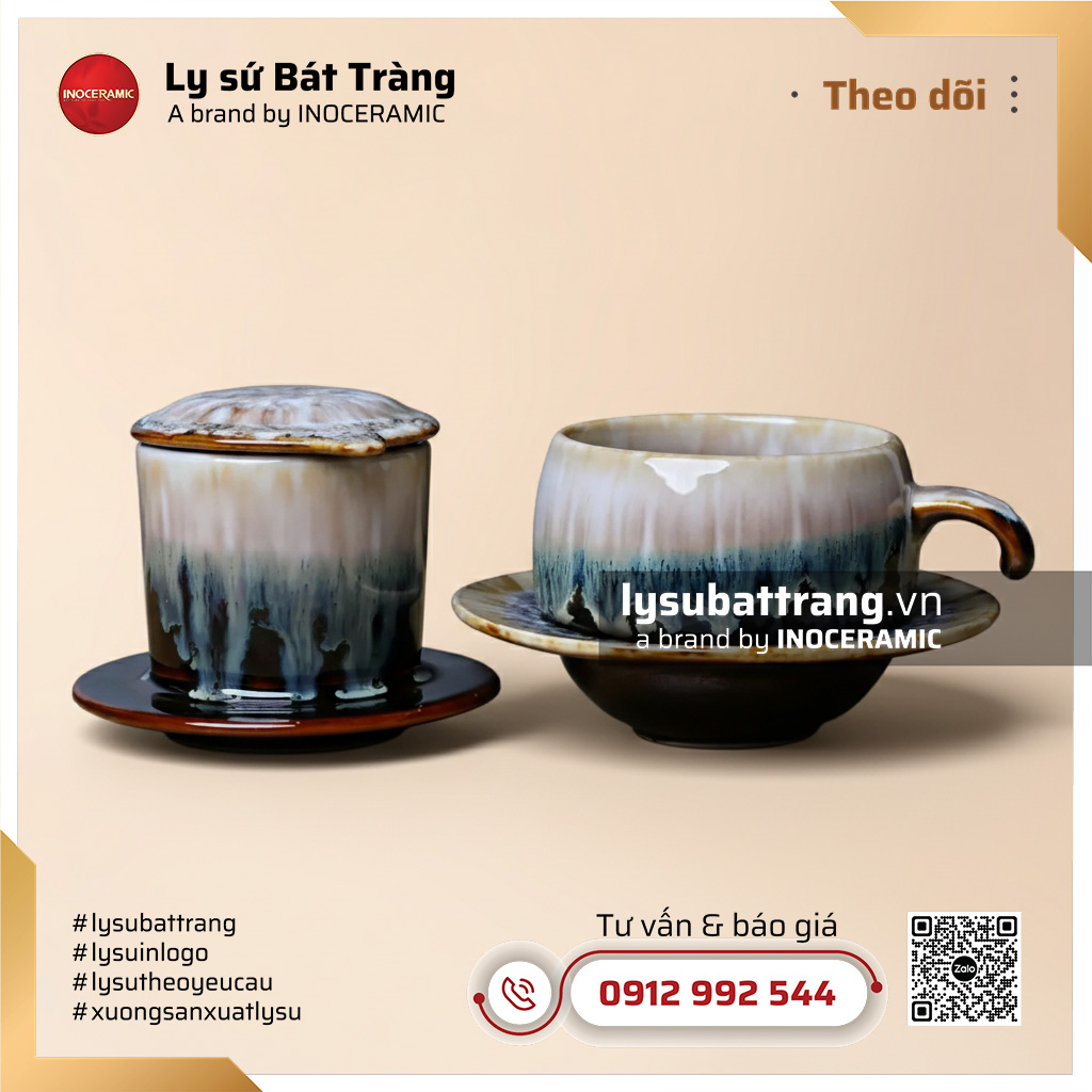 Bộ phin pha cà phê Sương Lam men hỏa biến chảy – Hình 2