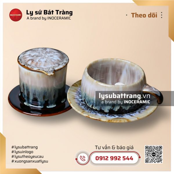 Bộ phin pha cà phê Sương Lam men hỏa biến chảy – Hình 3