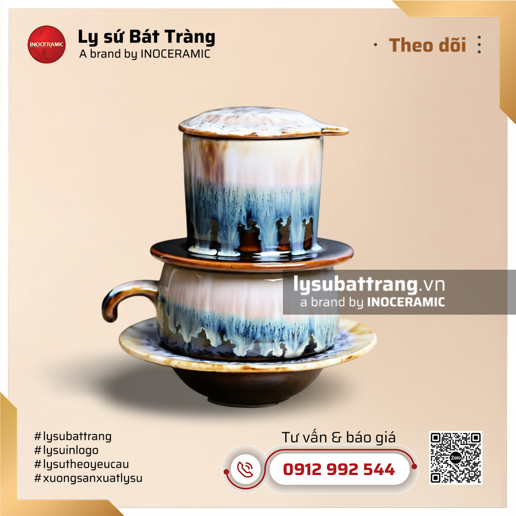 Bộ phin pha cà phê Sương Lam men hỏa biến chảy