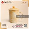 Ca trà sứ có nắp màu vàng chanh men vân đá
