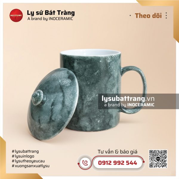 Ca trà có nắp men vân đá xanh rêu – Hình 4
