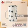 Cốc sứ lọc trà cỏ 5 lá vẽ tay