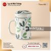 Ca lọc trà sứ cỏ dại màu vẽ tay