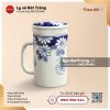 Cốc sứ lọc trà hoa xanh vẽ tay - Hoa văn
