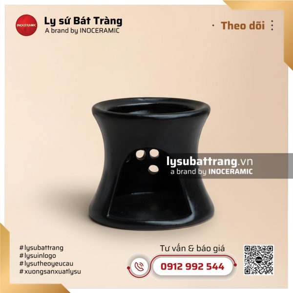 Tách cà phê kèm đé hâm men đen lòng kem – Hình 4
