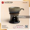 Tách cà phê kèm đế hâm - Men nâu hỏa biến