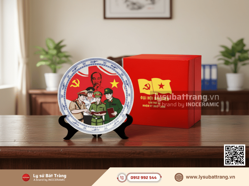 Đĩa biểu trưng gốm sứ quà tặng Đại hội Đảng nhiệm kỳ 2025 - 2030 kỷ niệm