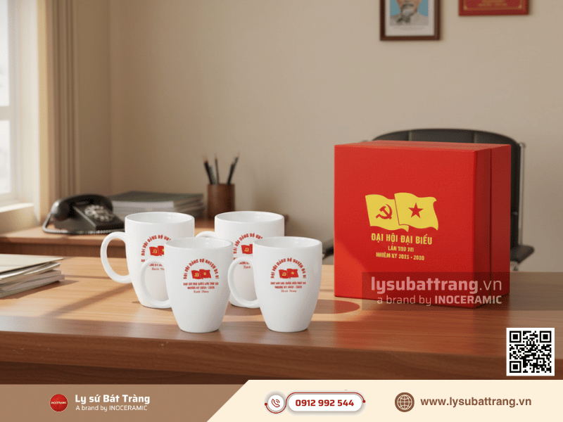 Quà tặng Đại hội Đảng nhiệm kỳ 2025 - 2030 số lượng lớn giá tốt từ gốm sứ Bát Tràng