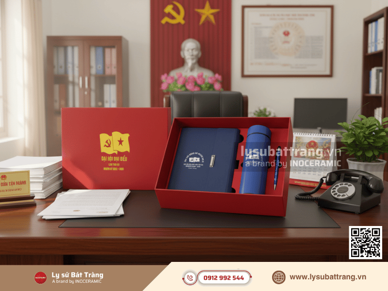 Sổ tay bút ký quà tặng Đại hội Đảng nhiệm kỳ 2025 - 2030 in logo