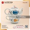 Bình trà độc ẩm vẽ cá thủy tinh