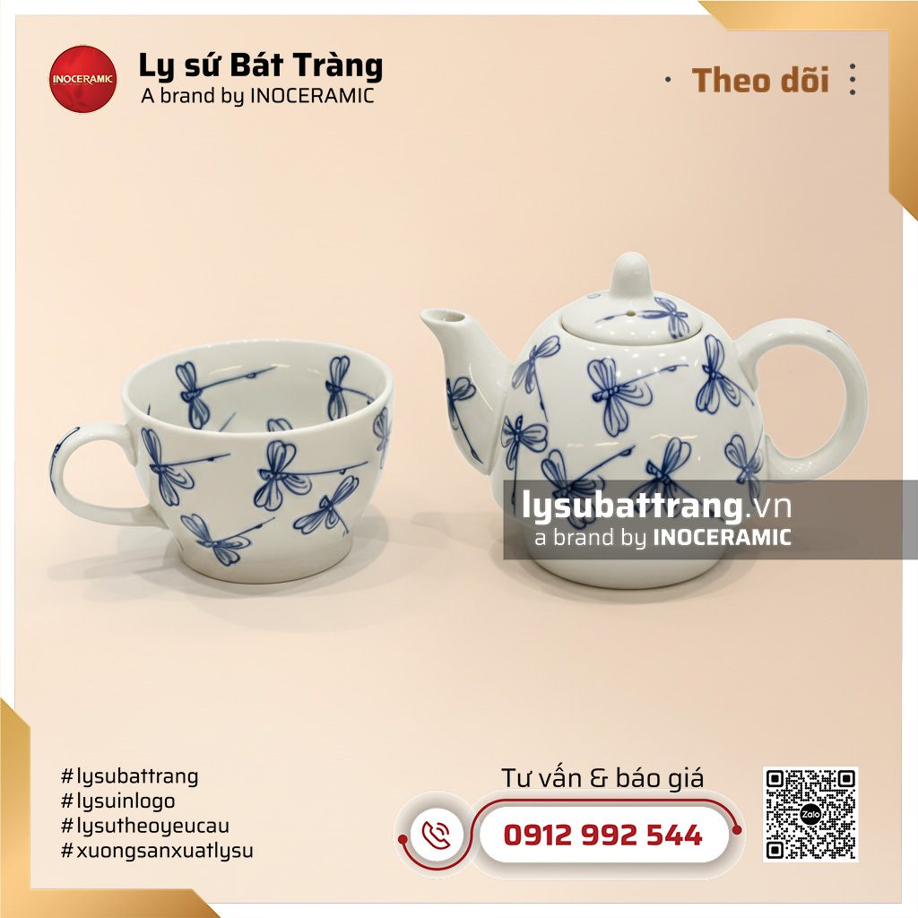 Bộ ấm trà độc vẽ chuồn lam – Hình 2