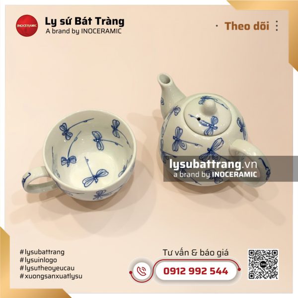 Bộ ấm trà độc vẽ chuồn lam – Hình 3