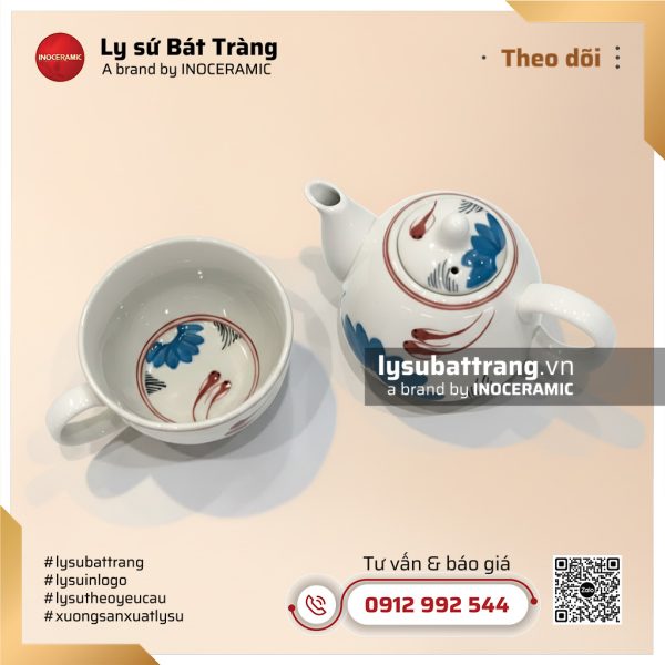 Bộ trà cá nhân Liên Ngư vẽ tay – Hình 3