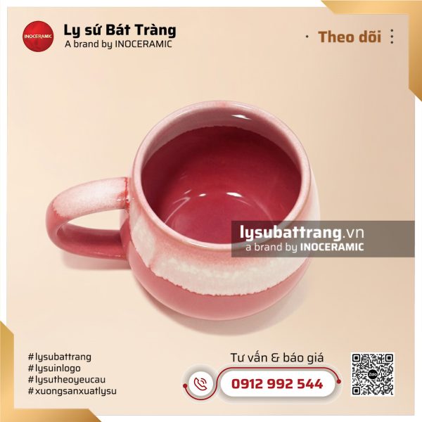 Cốc bầu sứ thấp men hỏa biến Hồng Loan – Hình 2