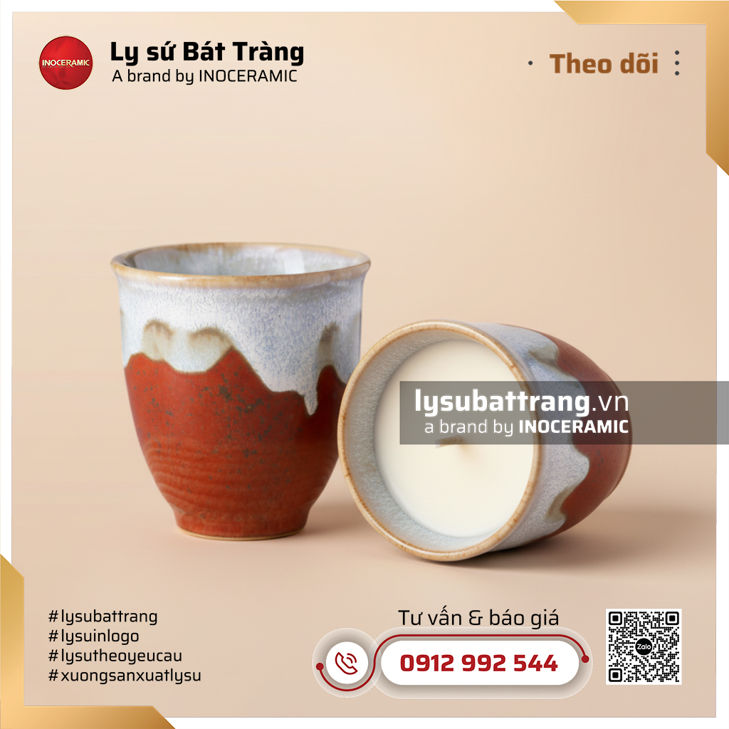 Cốc nến bầu men hỏa biến Diệm Sơn
