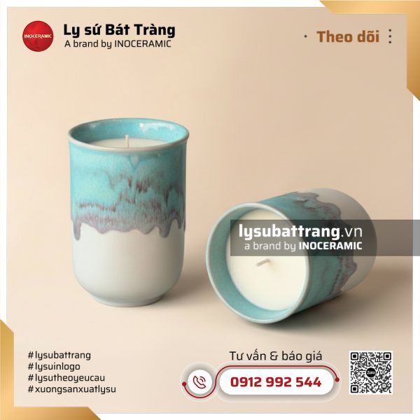 Cốc sứ nến thơm trụ cao Lam Sa size lớn – Hình 2