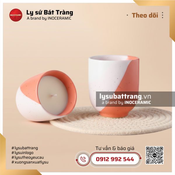 Cốc trụ nến thơm men hỏa biến Hồng Thổ size trung – Hình 2