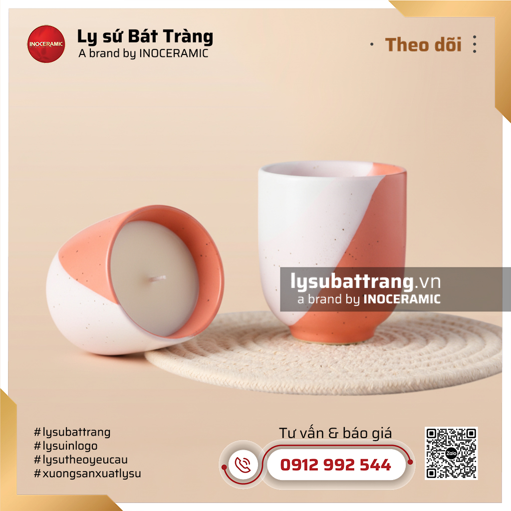 Cốc trụ nến thơm men hỏa biến Hồng Thổ size trung – Hình 2