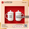 Bộ 2 ly sứ thân bầu quai tai có nắp