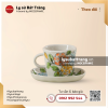 Bộ tách cafe mini có đĩa họa tiết hoa hồng