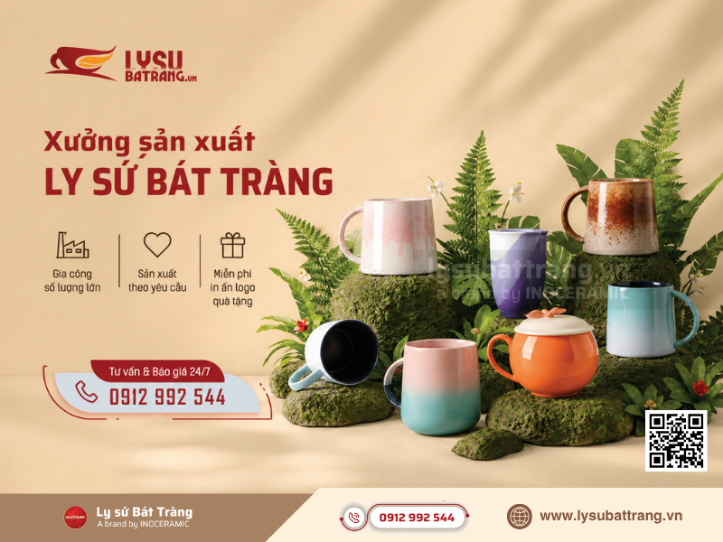 Đối với khách hàng quan tâm in logo lên ly sứ giá bao nhiêu, Xưởng Ly Sứ Bát Tràng sản xuất trực tiếp tại làng nghề với hơn 700 năm truyền thống là lựa chọn mang lại giá trị cao và chất lượng ổn định
