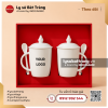 Bộ ly sứ dáng bầu đôi kèm thìa quà tặng doanh nghiệp