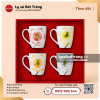 BST quà tặng nhân viên nữ 4 ly sứ vẽ hoa