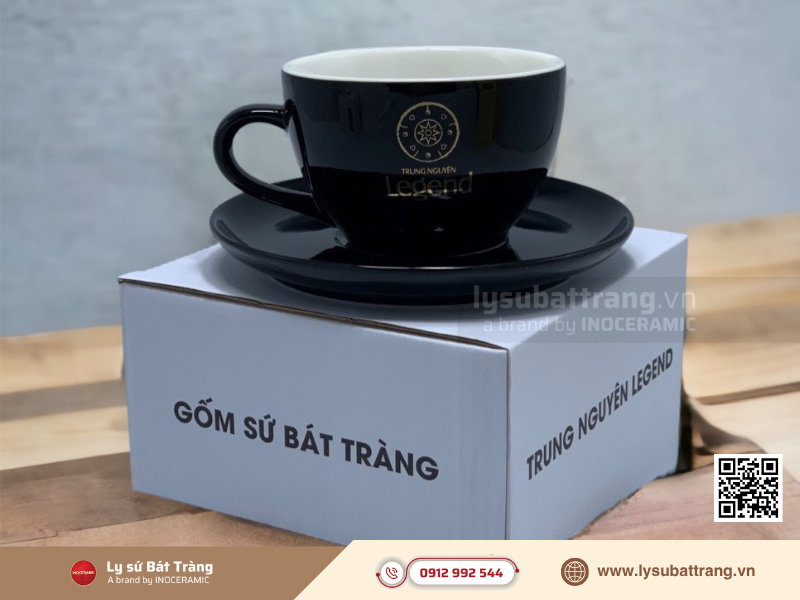 In decal nung cốc sứ in logo quán cà phê