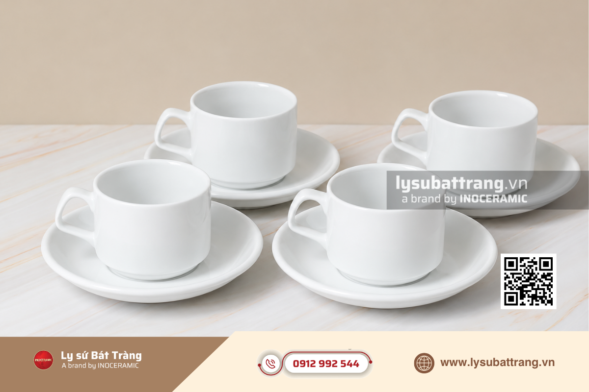 Ly sứ cho nhà hàng là loại ly làm từ đất sét nung ở nhiệt độ cao, chuyên dùng để phục vụ đồ uống trong ngành F&B
