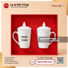 Quà tặng ly sứ dáng vát quai tim nắp ngọn lửa