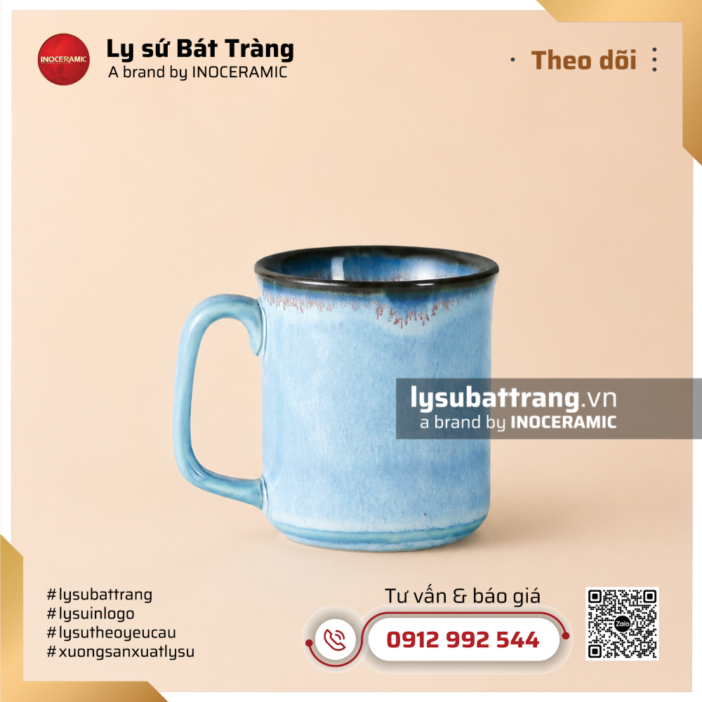 Ly sứ biển xanh Kim Sa miệng loe