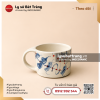 Cốc trụ quai dẹp hoa văn thủ công 120ml
