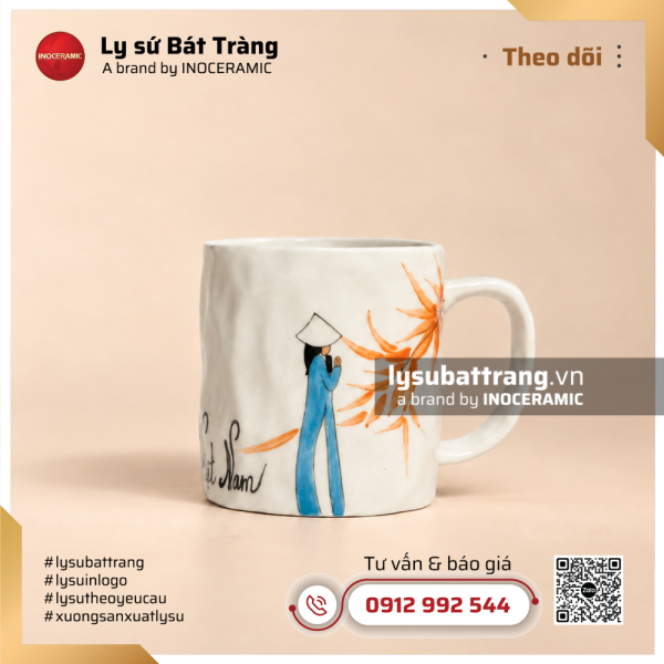 Ly su hoa tiet Co gai Ao dai – Qua tang nhan vien nu 20 10 2 - Ly Sứ Bát Tràng