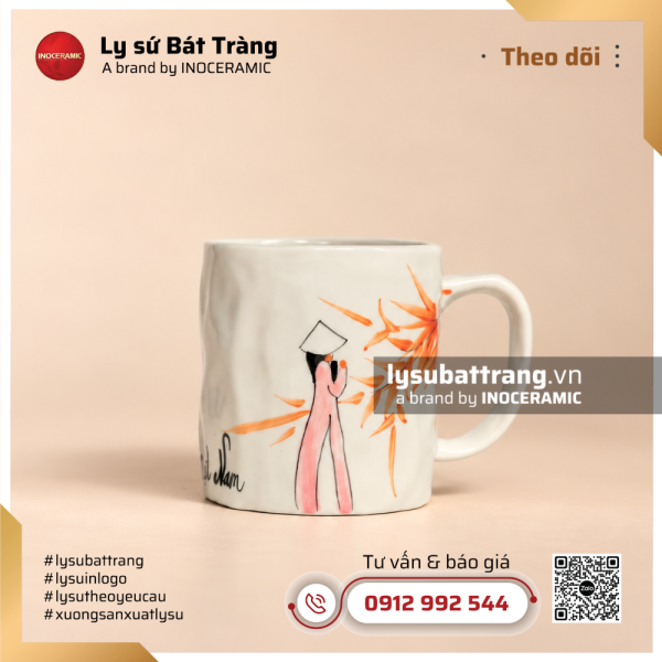 Ly su hoa tiet Co gai Ao dai – Qua tang nhan vien nu 20 10 5 - Ly Sứ Bát Tràng