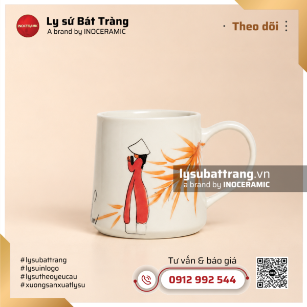 Ly su hoa tiet Co gai Ao dai – Qua tang nhan vien nu 20 10 6 - Ly Sứ Bát Tràng