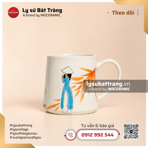Ly su hoa tiet Co gai Ao dai – Qua tang nhan vien nu 20 10 8 - Ly Sứ Bát Tràng